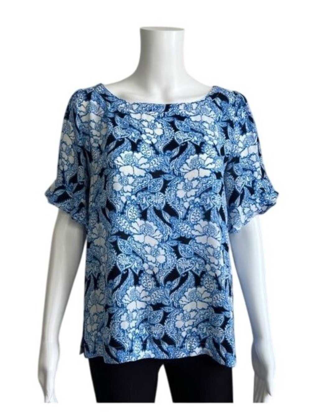 LOFT Ruffle Sleeve Top in Blue - S